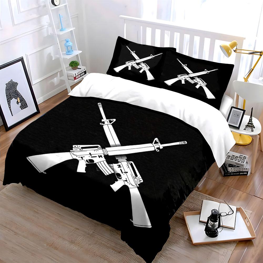 Rifle Silhouette Theme Art 3Pc Multiple Sizes Kid'S And Adults' Bedroom Exquisite 3Pc Bedding Set, Gift