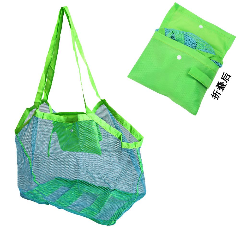 Large-Capacity Mesh Beach Bag Travel Organizer Mesh Toy Storage Bag Foldable Swim Bag