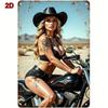 Vintage Metal Tin Sign Retro Biker Girl Wall Art for Garage Bar Cafe Decor