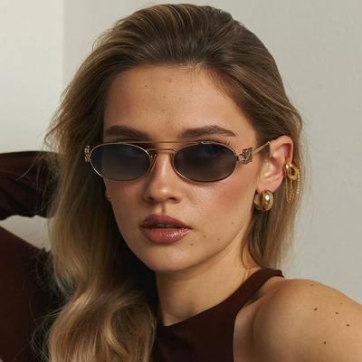 Fashion Punk Double Beam Sunglasses Women Men Retro Brand Designer Small Frame Sun Glasses Female Trendy Sunshade Eyewear UV400