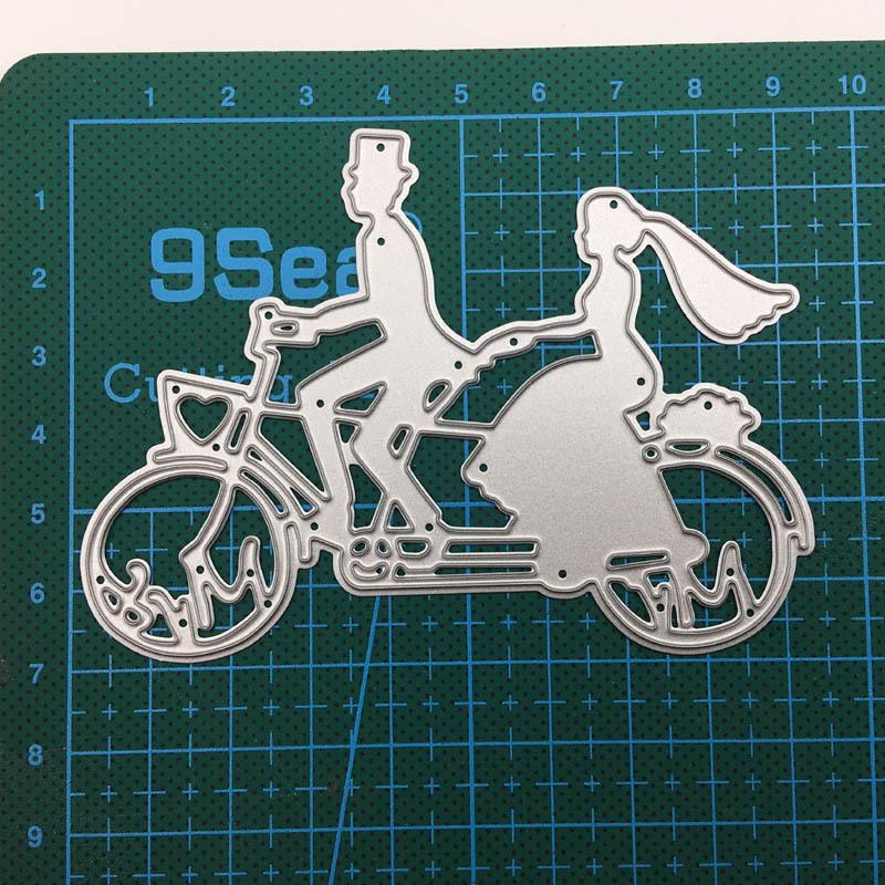 Kovové vykrajovátka a šablony pro pár na kole, Die Cut pro DIY Scrapbooking Album Papírové Karty Ražba