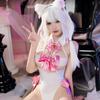 Sexy Lingerie Cat Girl Three-Point Uniform Roleplay Charming Perspective Jumpsuit Passion Cosplay Devil Hollow Bodysuit with Headwear Stockings