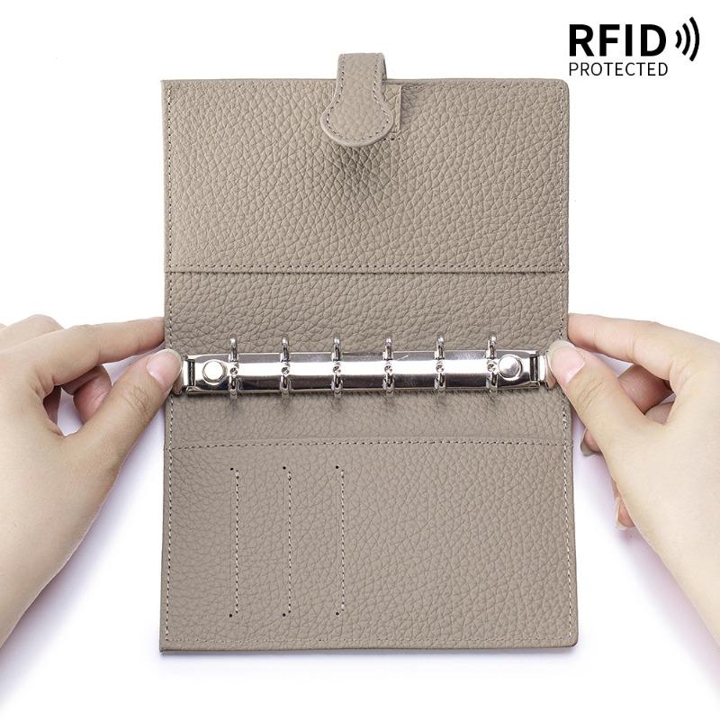 New Leather Multifunctional Passport Bag A7 Loose-leaf Handbook Notepad Removable First Layer Cowhide RFID Wallet