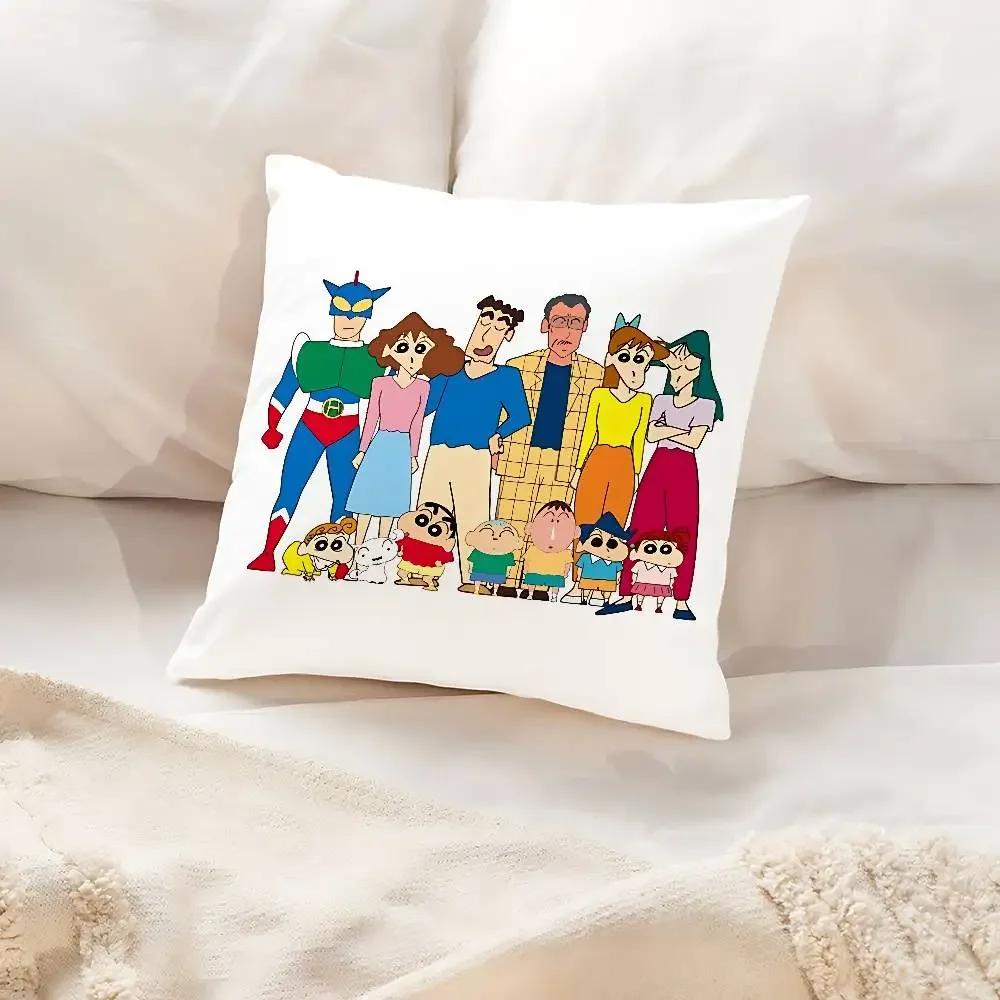C-Crayron S-Shin-Chan Pillow Case Cushion Cover Soft Cute Throw Pillow Case For Car Sofa Pillowcase Polyester With Zipper