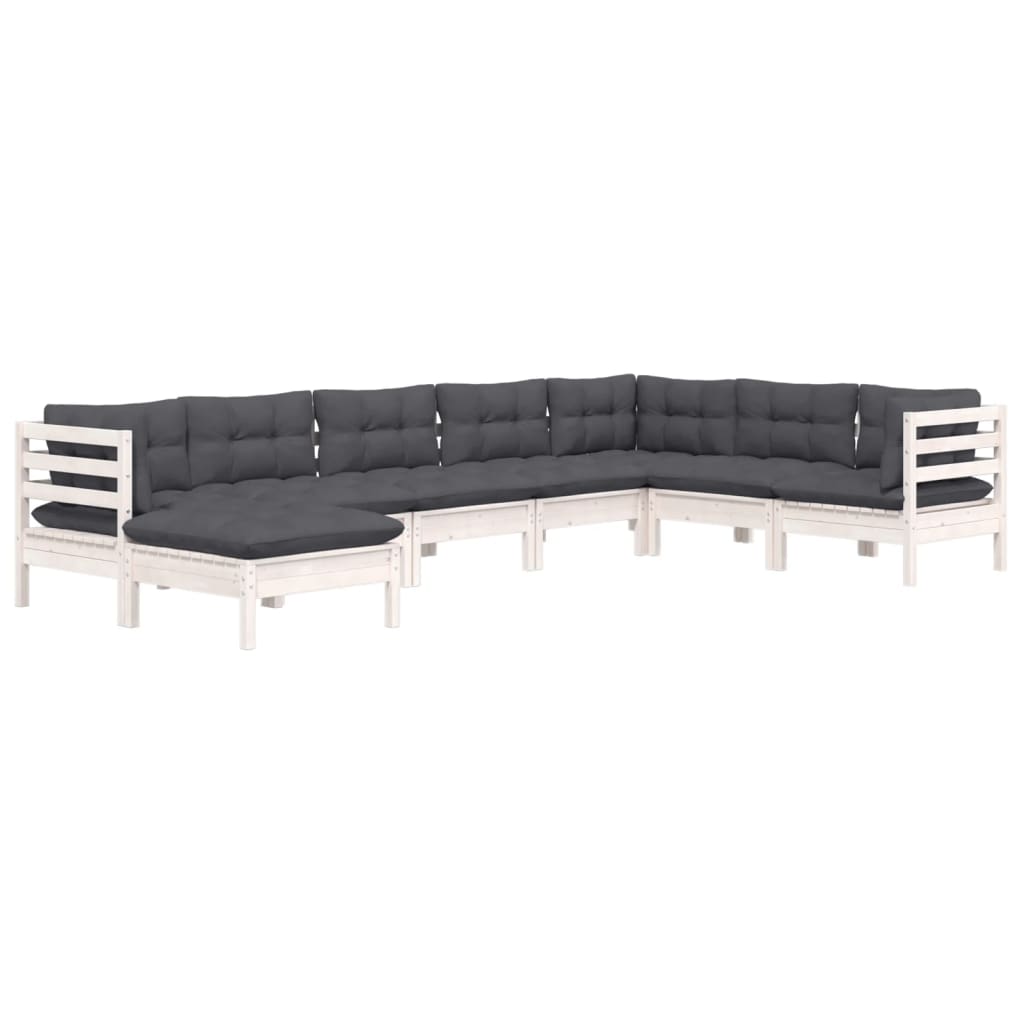 Vidaxl 8-Cz. Garden Lounge Set, With Cushions, White
