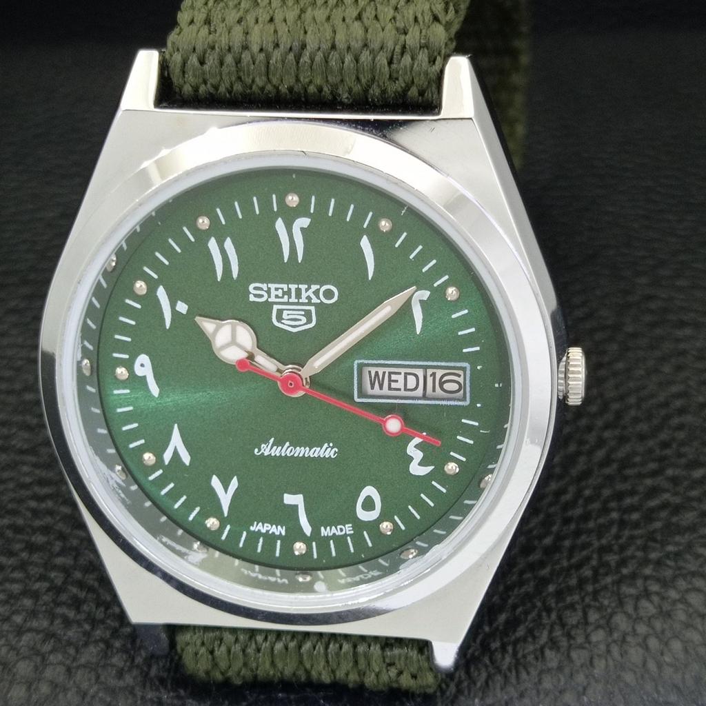 VINTAGE REFURBISHED SEIKO 5 AUTOMATIC 6309A JAPAN MENS GREEN WATCH a441334-5 Sk-a441334