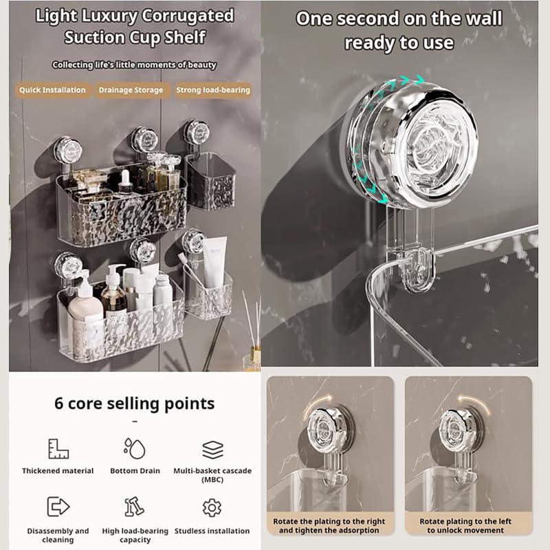 Koupelnová skleněná police otočná přísavka instalace za jednu sekundu koupelnové úložné prostory vzor ledovce třídění položek