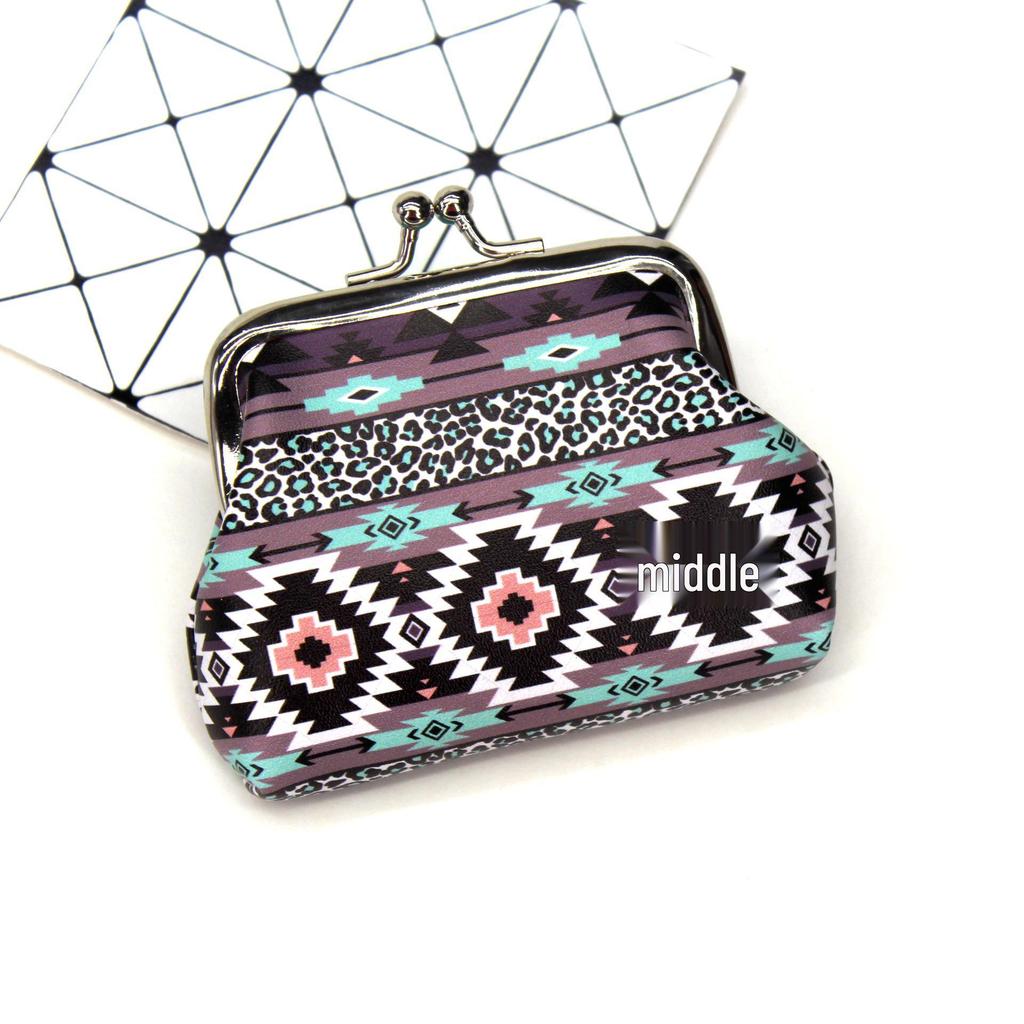 Retro Ethnic Print Women's Clasp Coin Purse - Little Girl Handheld Wallet