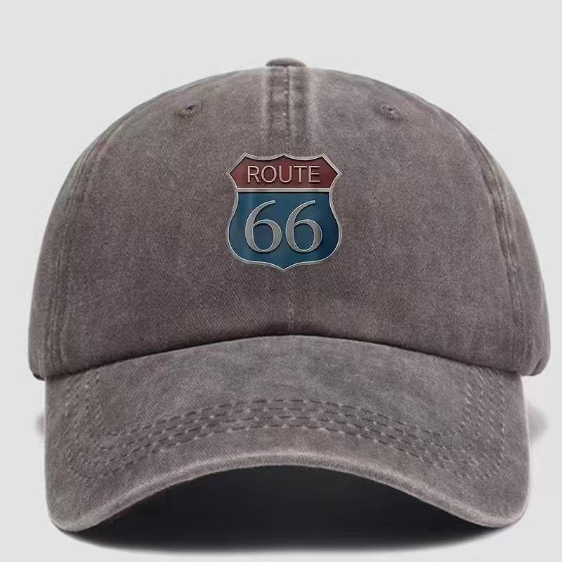 Route 66 Print Baseball Cap for Outdoor Sports and Leisure - Breathable and Drying - Classic Washed Vintage Style Hat