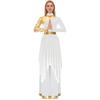 S-XXL Womens Worship Praise Dance Costume Long Sleeve Asymmetrical Hem Dress and Wide Leg Pants Contrast Color Dancewear Outfits