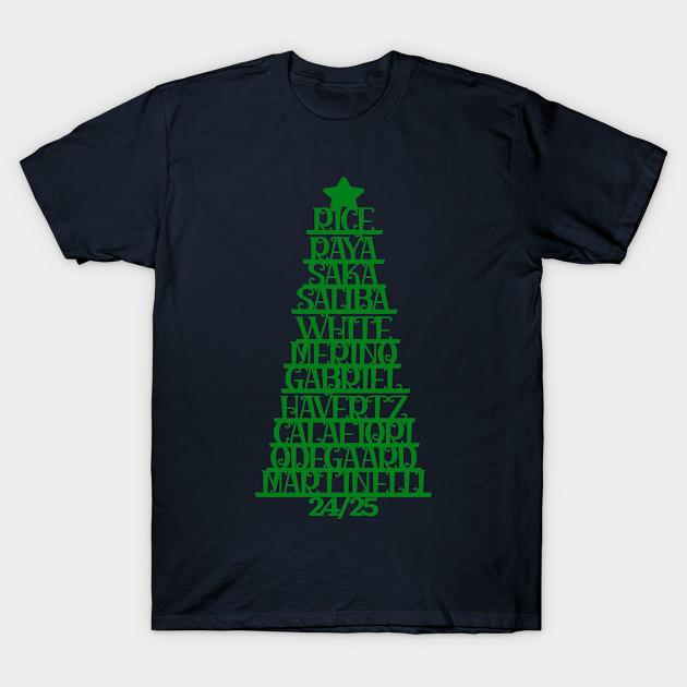 Men Black Print T-shirt Arsenal First Team Christmas Tree For Arsenal Fans - Gooners - Gunners No-Cut Transfer Paper Print Cotton Tshirt 3XL