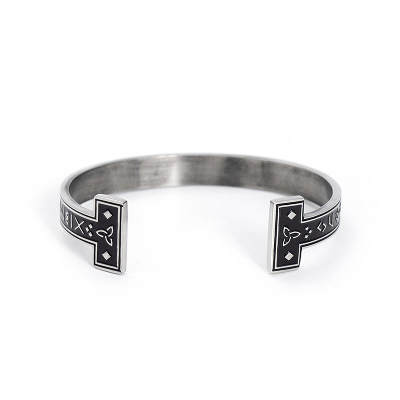 Vintage Viking Rune Open Cuff Bracelet Men's Amulet Jewelry