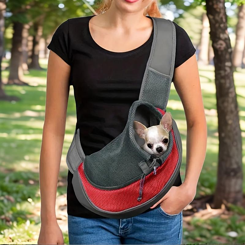 

[Portable Pet Backpack] Portable Pet Backpack for Cats and Puppies | Small Size, Adjustable Shoulder Straps, Zippers & Ventilation Holes червоний