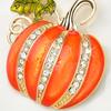 Sparkling Rhinestone Pumpkin Brooch, Enamel Coating Zinc Alloy Material for Halloween and Casual Decoration
