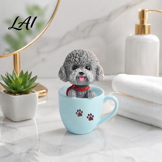 Car Aromatherapy Air Freshener Cup Shaking Head Dog Ornament Resin Teddy Schnauzer Dashboard Cute Puppy Interior Decor Decor Heat Resistant