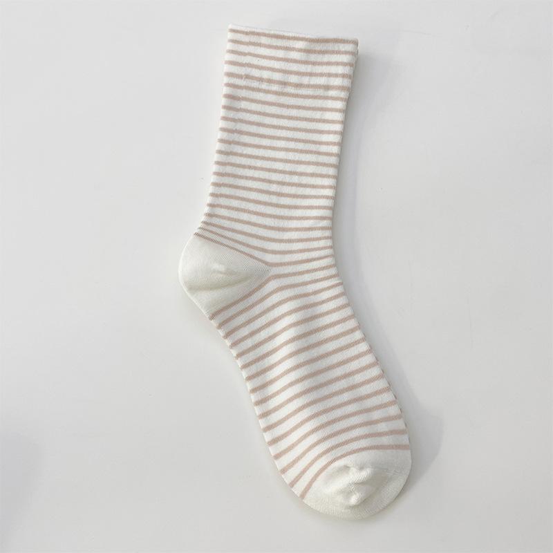 

Женские весенне-осенние полосатые свободные носки без косточек, лунный сын в трубе, махровые хлопковые носки 1 pair хаки