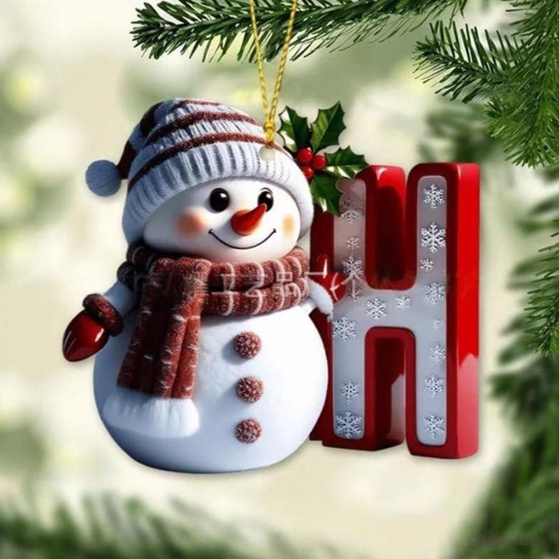 Shatterproof Acrylic Snowman Letter Hanging Ornament Christmas Tree Decoration For Festival Tree Wreath Window Display