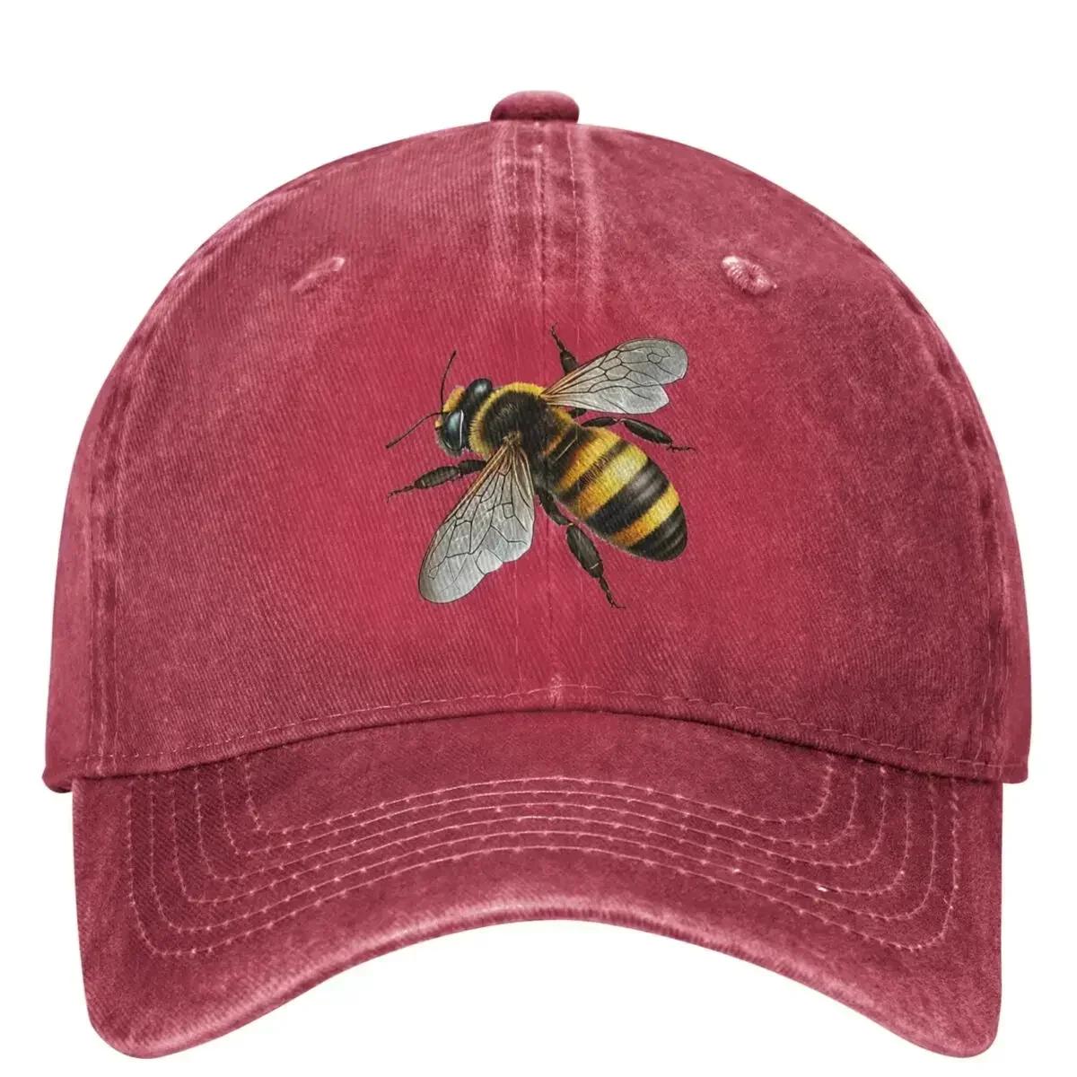 Cute Bee Washed Baseball Cap World Bee Day Casual Trucker Hat Summer FeUnisex Unisex Hiking Fishing Design Baseball Caps adjustable