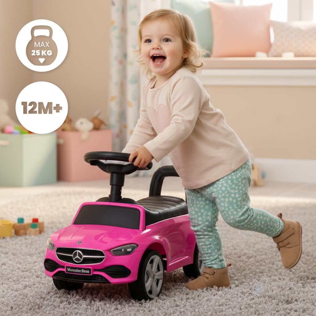 Jeździk Pchacz Chodzik Dla Dzieci Mercedes C-Class Różowy