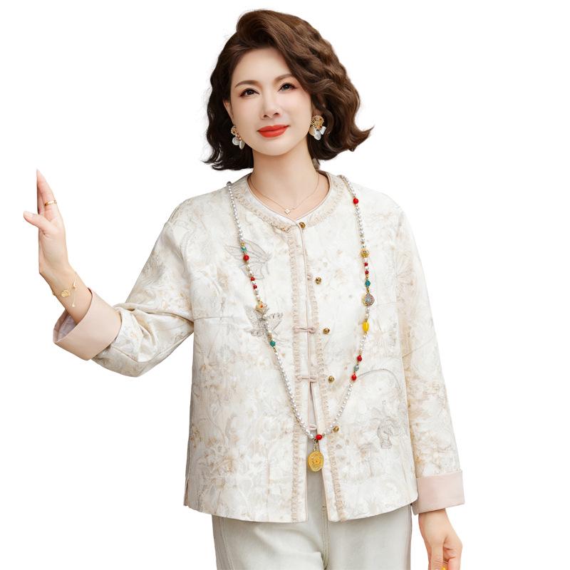

Elegant Coco Style Women s Jacket - Chinese National Style Spring/Autumn Wear for Middle-Aged and Elderly Moms 5XL