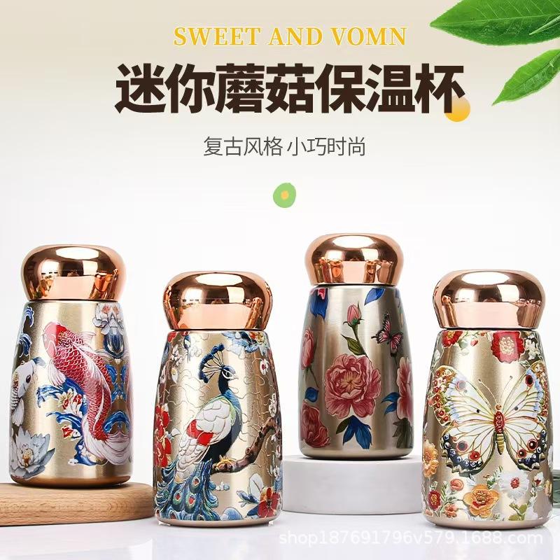 304 stainless steel temperature display mushroom thermos cup high value water cup Chinese style portable intelligent temperature display cup