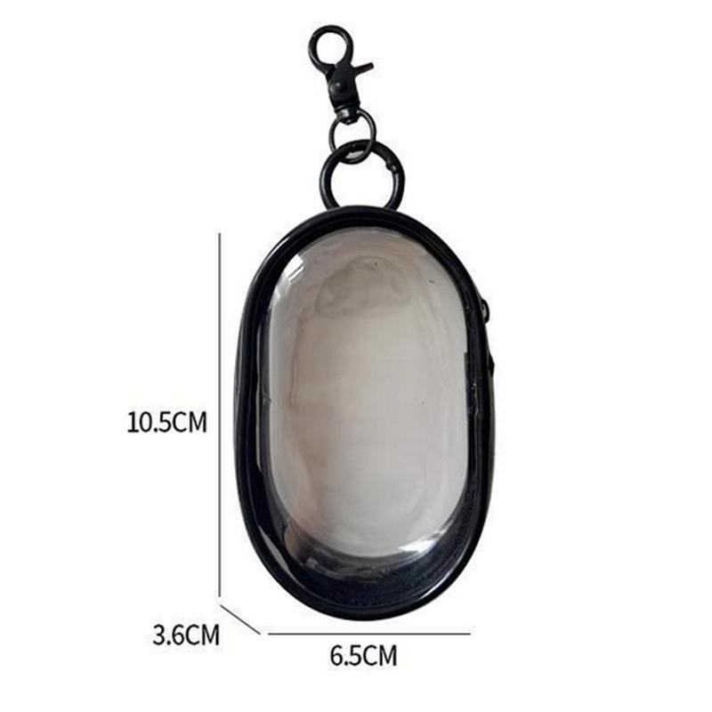 

1 шт. Портативный мини прозрачный пакет для хранения на молнии, органайзер для экономии места для наушников и зарядных устройств, универсальный с удобной петлей для ключей чёрный