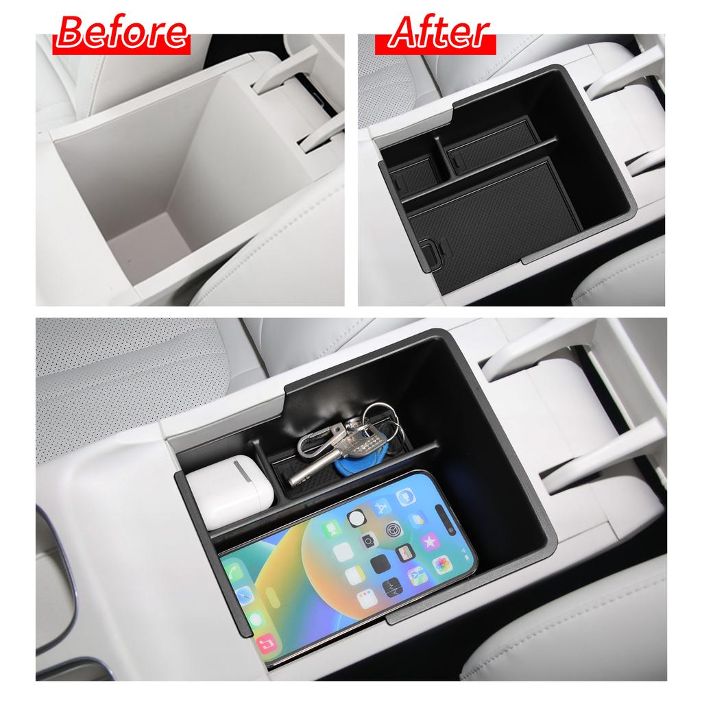 Smabee for Geely EX2 2025 2026 Center Console Armrest Storage Box Tray Car Interior Accessories Organizer Tidying ABS Black