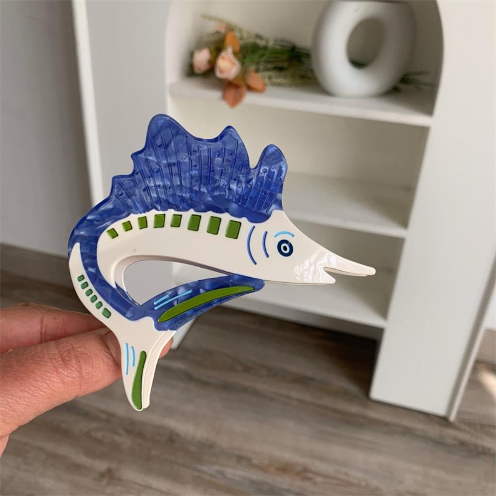Sweet Tuna Hair Claw Korean Style Marine Organisms Shark Clip Acetate Ocean Tunny Hair Clip  Female