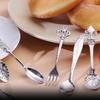 6pcs Vintage Spoons Fork Royal Style Gold Carved Coffee Tea Spoon Snacks Fruit Prikkers Dessert Fork Cutlery Set Kitchen Tool