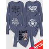 Lele Orientation Five-piece women's long-sleeve set Paw print canine-themed fun English phrases with a healing retro print Spring, Summer, Autumn
