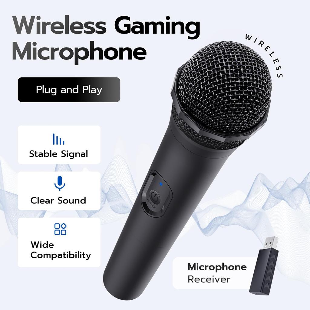 Mcbazel Karaoke Microphone Singing Gaming Karaoke Microphone Cordless Compatible with U Black PS5/XboxSeriesXS/Switch/PC/Wii/Wii -
