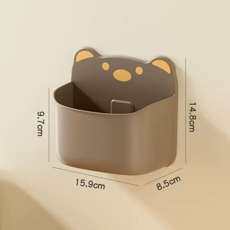 Cartoon Bear Wall-Mounted Storage Basket for Kitchen Essentials