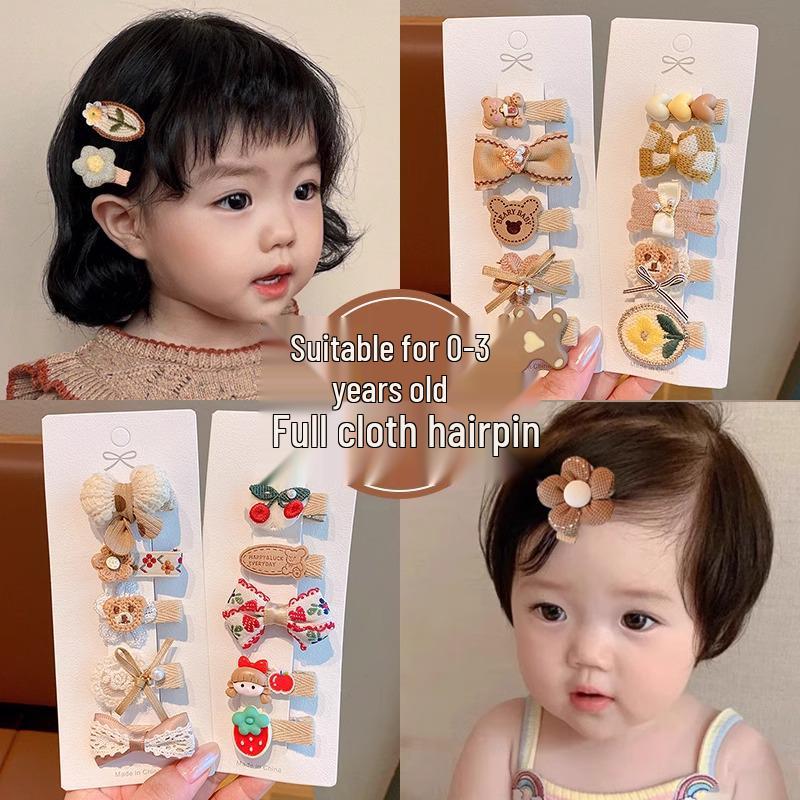 Retro Cute Baby Hair Clips – Gentle Fabric Flower Headwear for Girls