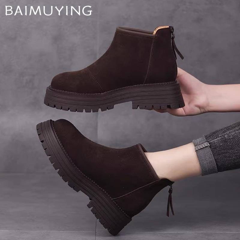 Γυναικείες Μποτάκια Αστραγάλου με Πλατφόρμα από Σουέτ, Ψηλά Τακούνια, Μόδα Παπούτσια Γυναίκα 2025 Τάση, Χειμώνας Νέα, Άνετα για Περίπατο, Αθλητικά Casual, Χιονιού Μπότες Γυναικείες