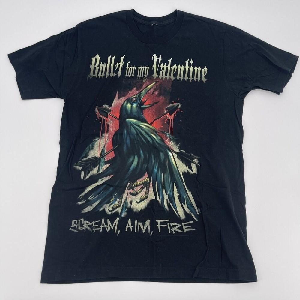 Футболка Bullet For My Valentine Черная Scream Aim Fire 2008 Концертный тур BO937 Унисекс Футболка XL