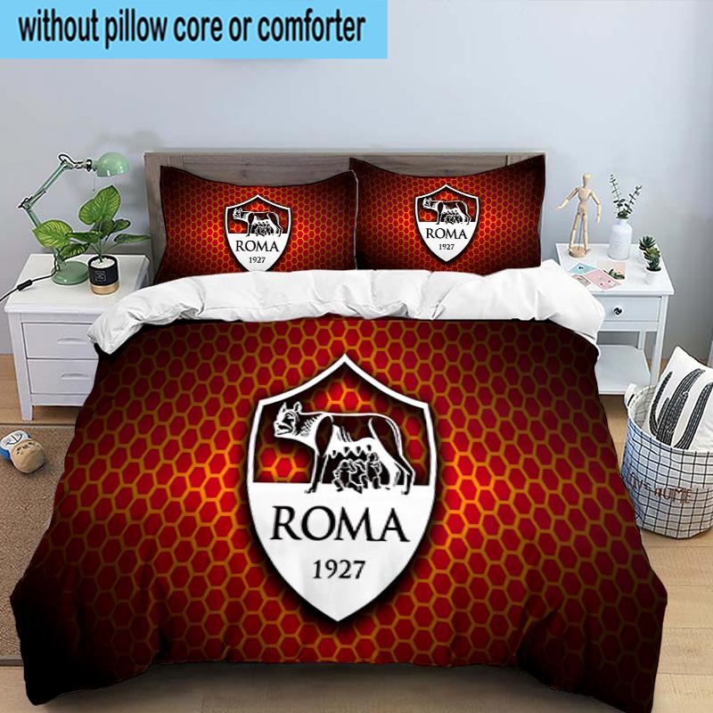 Roma Football Club Emblem 3PCS Bedding set,Ideal for1pc Duvet Cover And 2pcs Pillowcases Perfect for Christmas gift,Ideal for Bedroom, Dormitory