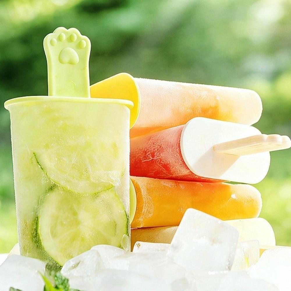 Cartoon Silicone Ice Cream Mold 6 Grids Ice Candy Mold Portable Ice Cream Box  Kitchen