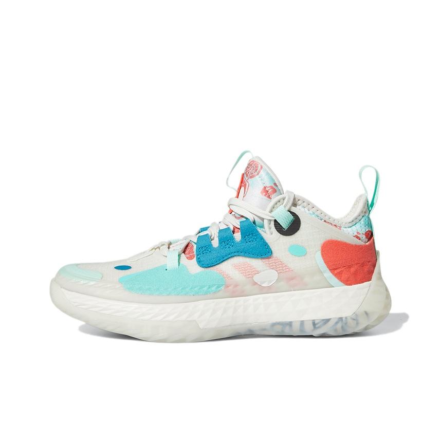 New Adidas Harden Vol.5 Slip Resistant Anti Kick Low Top Children's Basketball Shoes White Green Red Teenagers FZ5454
