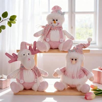 Weihnachts-Stofftier Schneemann Weihnachtsmann Rentier Weiches Flauschiges Design Perfekt für die Feiertags-Heimdeko Weihnachtsgeschenke für Kinder
