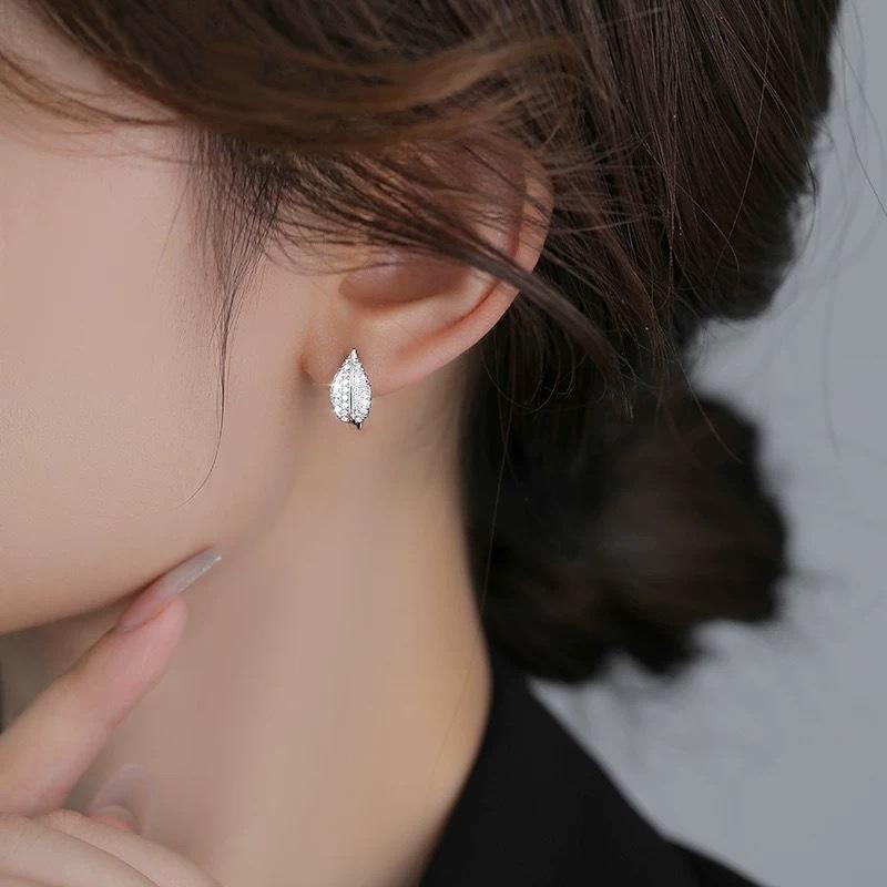 Zircon Leaf Ear Acupuncture Niche Design Earrings Light Luxury Premium Stud Earrings Earrings 2026