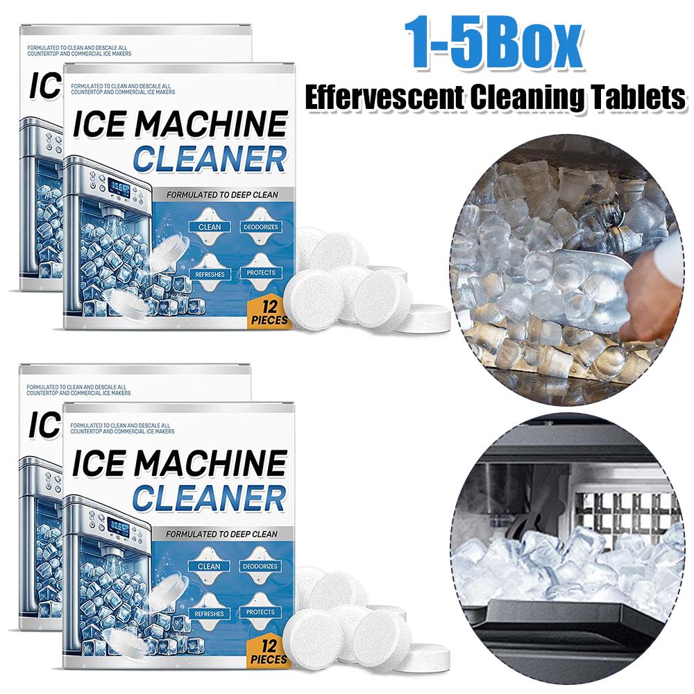 12pcs/box Effervescent Tablets Ice Machine Cleaner Descaler Cleaning Tablets for Descaling Deodorizing Dirts Stains Remover