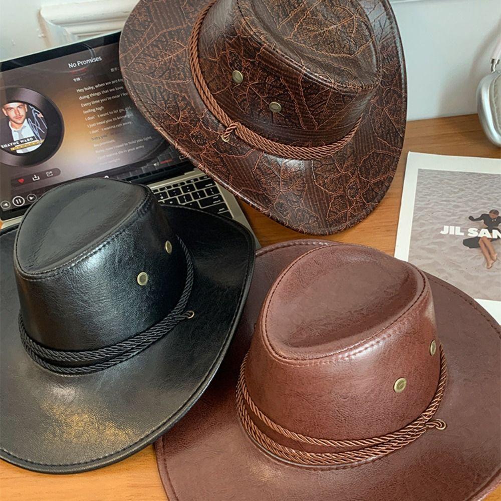 Ethnic Style Cowgirl Jazz Hat Roll Brim Knight Hat Cool Visor Cap  Girls