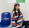 Women Japanese Shirt Hoodies Spring Striped Long Sleeved T-shirt Loose Top Large Size Round Neck Bottoming Shirt