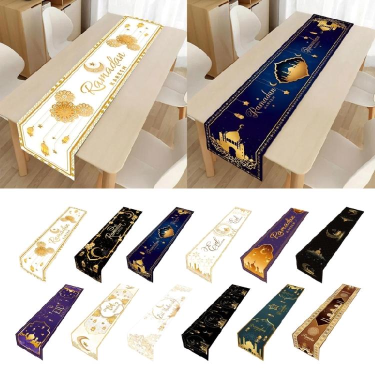 Eid Mubaraks Tablecloth Islamic Muslims Party Supplies Handmade Table Runner Table