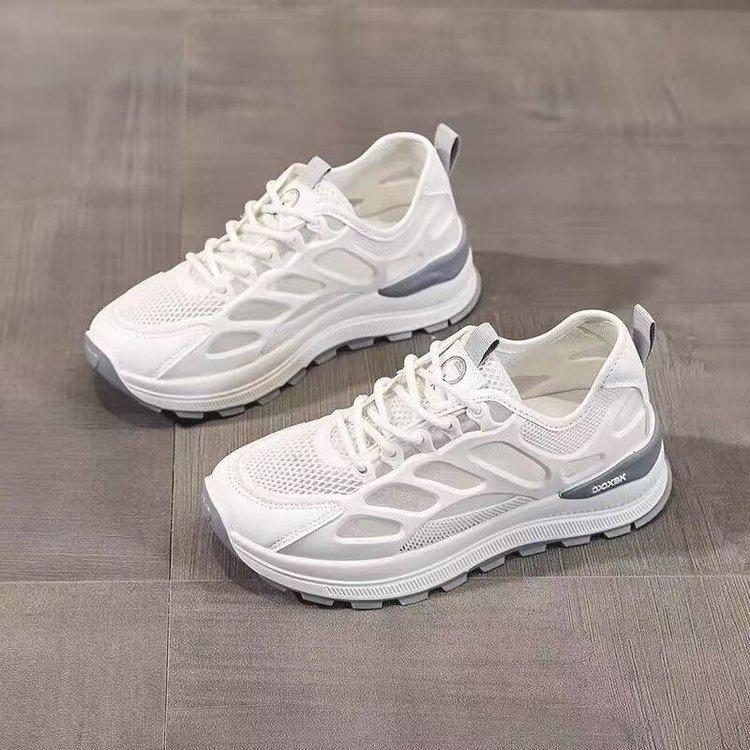 Summer Women's Shoes Dad Shoes Women's Breathable Mesh Shoes Shoes with Wide-leg Pants, Thick-soled Little White Shoes, Sports Shoes Tide