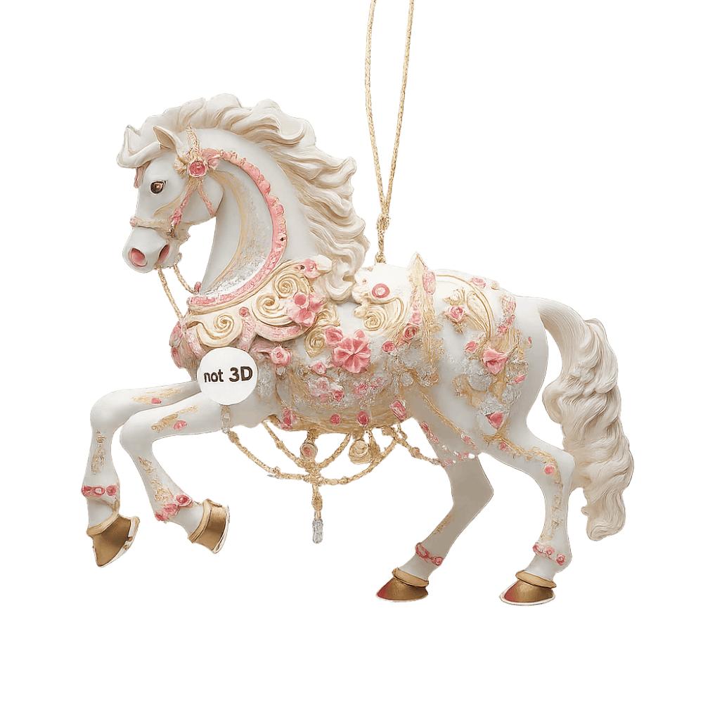 

White Horse Christmas Hanging Pendant 2D Flat Acrylic Car Horse Pendant Bag Pendant Charms Christmas Tree Ornament Navidad Decor