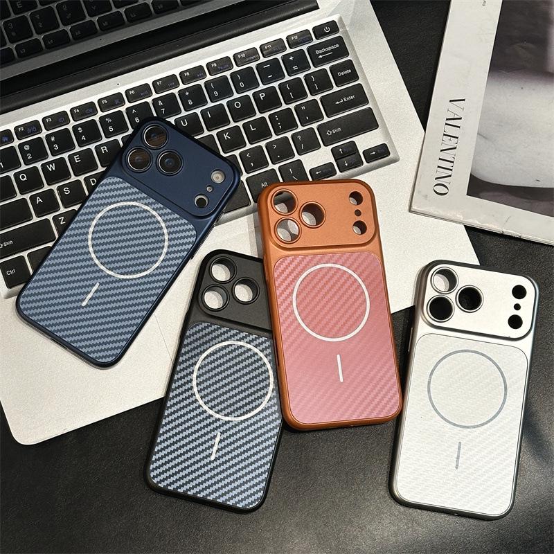 iPhone 17 Pro Max Magnetic Case with Full Lens Protection and Carbon Fiber Texture