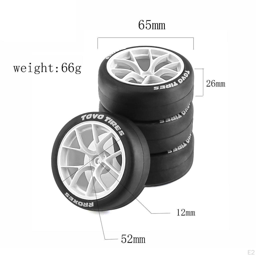 4 Pack Replacement Rubber Drift Tires for TT02 1:10 on-Road RC Car