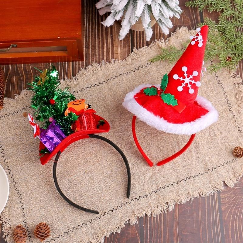 Set Of 4 Adjustable Size Headbands Christmas Themed Headwear Handmade Festives Costume Accessories Party Supplies