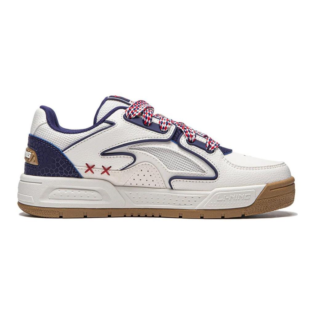Li Ning Kids Versatile Comfortable Non-Slip Shock Absorbing Low-Top Skate Shoes Kids Skate Shoes White Blue YKCU078-1